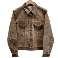 ☆美品☆Delan レザーシャツ ブラウン 44 S スナップ シープ ラム