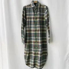 ポロ ラルフローレン チェック コットン シャツ ワンピース グリーン ネイビー 0 サイズ