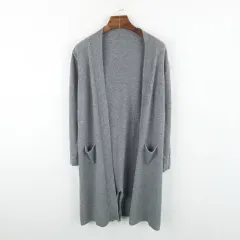 レディース バックスリット ポケット ニット ロング丈 カーディガン
