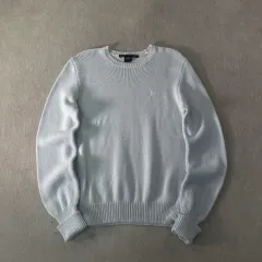 W 95 POLO RALPH LAUREN(ポロラルフローレン) ゴルフ スカイブルー コットン ニット