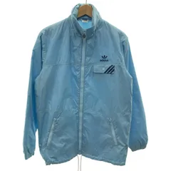 【中古】　adidas　ナイロンジャンパー　70s vintage　70年代　OLD　ハイネック　フルジップ　無地　ワンポイント　トレフォイルロゴ　刺しゅう　デサント製　ADS-700T　日本製　スポーツ　古着　/5633