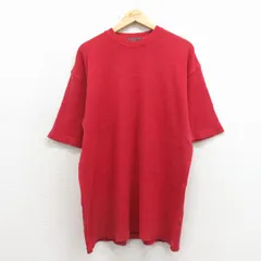 XL/古着 半袖 ビンテージ サーマル Tシャツ メンズ 90年代 90s 無地 大きいサイズ コットン クルーネック USA製 赤 26apr07