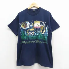 XL/古着 フルーツオブザルーム 半袖 ビンテージ Tシャツ メンズ 90年代 90s 魚 コットン クルーネック USA製 濃紺 26apr07