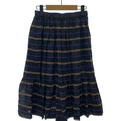 【中古】　Christian Dior　フレアスカート　ウールスカート　サイドジップ　マルチボーダー　古着　/2497のサムネイル