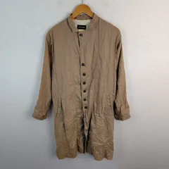 pas de calais パドカレ ロングコート リネン100% ブラウン レディース 古着 モード シンプルのサムネイル