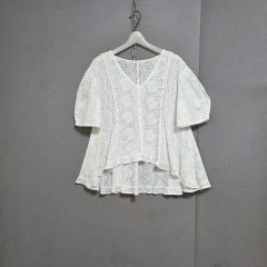 Grace Class カットワークレース ふんわり長袖シャツ コットン100 