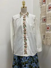 USA製 ヴィンテージブラウス パフスリーブ レース アメリカ古着 美品 