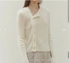 co様【yo BIOTOP】Vシルクコットンリブショートカーディガン ホワイト