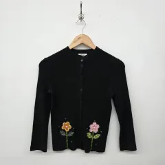 モスキーノ ブラック 花刺繍 カーディガン レディース Sサイズのサムネイル