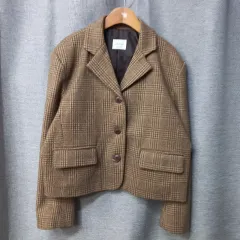 ブラウン CHECK クロップド ジャケット