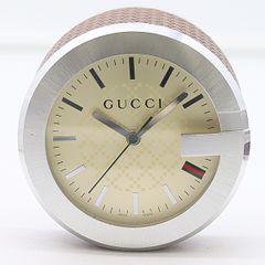 稼働品✨GUCCI トラベルクロック 置き時計 GGキャンバス ブラウン 200