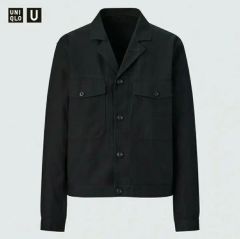 MUJI Labo リネンリヨセル ジップアップワークシャツ 黒 Mサイズ