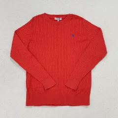L. US Polo Assn. ケーブルニット コットン クルーネック セーター 0226-2