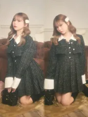 Apres jour ツイード ジャケット ONE PIECE ブラック 量産型 スナ系