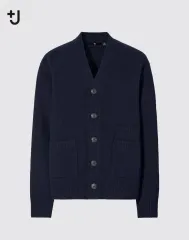 UNIQLO+J ユニクロ＆ジルサンダー プレミアム ラムウール カーディガン ネイビー XL 105