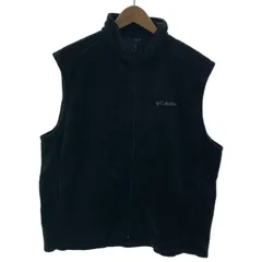 【中古】　Columbia　フリース　ベスト　ハイネック　フルジップ　無地　ワンポイント　刺しゅう　オーバーサイズ　アウトドア　古着　/1603