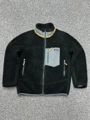 90-95) レディース patagonia レトロ パイル ブラック フリース ジャケット ボア
