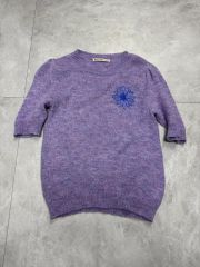 美品】ミュベール チェリー 5分袖 リブニット セーター ネイビー 38