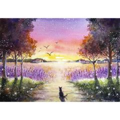 みみ様専用水彩画 三日月と空にのびる花の道 値段は※900円です - メルカリ