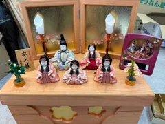 雛人形 五人飾り 収納飾り 木製台座付 親王飾り 三人官女付 完品セット