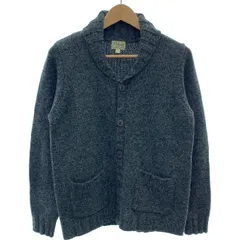 【中古】　L.L.Bean　カーディガンセーター　長袖　ニット　ショールカラー　フルボタン　無地　フロントポケット　アウトドア　古着　/1152のサムネイル