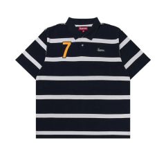 Supreme Washed Stripe Polo S ネイビー Supreme Open Knit Stripe Zip Polo 