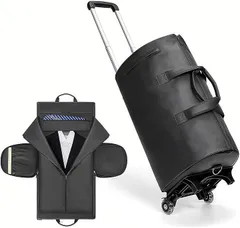 DODOSOSO ローリングガーメントバッグ ボストンキャリー 4WAY アルミハンドル付き キャリーオン 肩掛け 手持ち 50L大容量 独立靴袋付き 軽量 機内持ち込み可能 (ブラック,  50L (28cm x 50cm x 30cm))