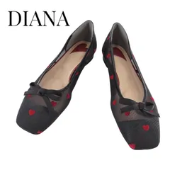 DIANA ダイアナ クロアカハート フロッキー チュール フラットシューズ リボン すけ感 24.0cm レディースのサムネイル