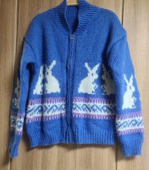 GU rokh コラボ ウサギ フルジップニットジャケット ネイビー Mサイズ