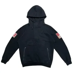 ジープ パッチ ポケット ブラック ハーフジップアップ Tシャツ WHOODIE 95 M
