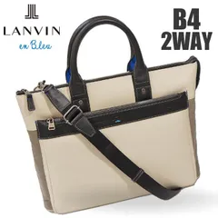 ランバンオンブルー ビジネスバッグ レイト 511501 メンズ ホワイト系 LANVIN en Bleu レザー ナイロン ショルダーバッグ ブリーフケース 2WAY B4 15.6インチPC収納 新品 正規品 定価42,900円のサムネイル