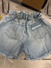 極美品 ロゴ デニムロングパンツ ジーンズ miu総柄 ミュウミュウ 