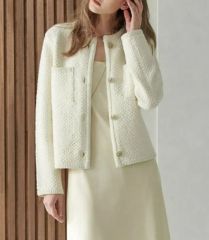 Herlipto/Silky White Tweed Jacket - メルカリ
