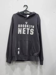 激レア】NBA ネッツ 刺繍 ビッグロゴ パーカー アディダス 黒 M相当