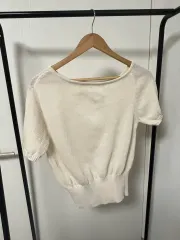 アイボリー半袖ニット 1112