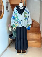 Darich カレッジワッペンVネックニットカーディガン （ネイビー