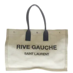 SAINT LAURENT PARIS (サンローランパリ) リヴゴーシュ トートバッグ ハンドバッグ ベージュ×ブラック キャンバス×レザー 499290 シルバー金具のサムネイル