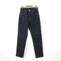 ユニクロ UNIQLO スリムストレート ハイライズ ジーンズ ロング 紺 22 *A552
