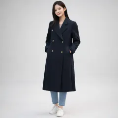 LANVIN COLLECTION ダブル ロング コート ネイビーのサムネイル