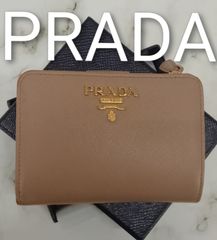 訳アリ☆PRADA サフィアーノ 二つ折り財布 1ML225 ピンクベージュ