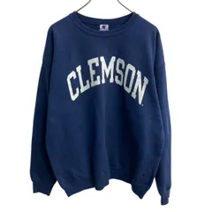 90s メキシコ製 Champion プリントスウェット トレーナー L ネイビー チャンピオン プルオーバー 90年代 青タグ カレッジ 秋物 a804-6507