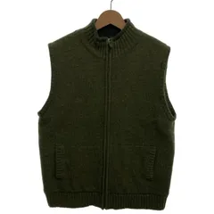 【中古】　L.L.Bean　ニットベスト　ハイネック　フルジップ　裏地ボア　無地　アウトドア　古着　/1152