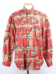 BURBERRY グラフィティ CHECK シャツ レッド M(100)