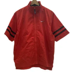 【中古】　NIKE　ナイロンジャンパー　90s vintage　90年代　半袖　ハイネック　フルジップ　サイドポケット　ワンポイント　ブランドロゴ　スウッシュ　刺しゅう　スポーツ　古着　/1301