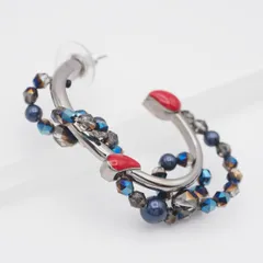 V799 スワロフスキー SWAROVSKI クリスタル ピアス 片耳のみ フープ 大ぶり デザイン シルバーカラー