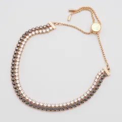 S920 スワロフスキー SWAROVSKI ブレスレット2連 ダイアモンド風 ゴールドカラー デザイン アジャスター付き