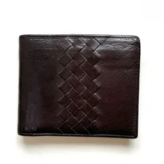 ボッテガヴェネタ　BOTTEGA VENETA 二つ折り財布　イントレチャート　ダークブラウン