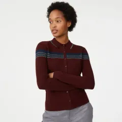 レディース Club Monaco クラブモナコ バーガンディ ウール ニット カーディガン Sのサムネイル