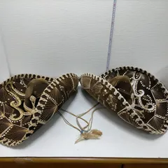 メキシコ ソンブレロ 帽子2個セット 民族衣装 ゴールド・シルバー刺繍 