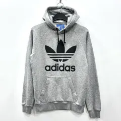 アディダス グレー フーディー トレフォイル ロゴ